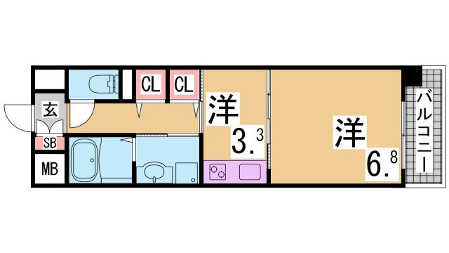 神戸市須磨区大田町８丁目の賃貸マンションの間取り