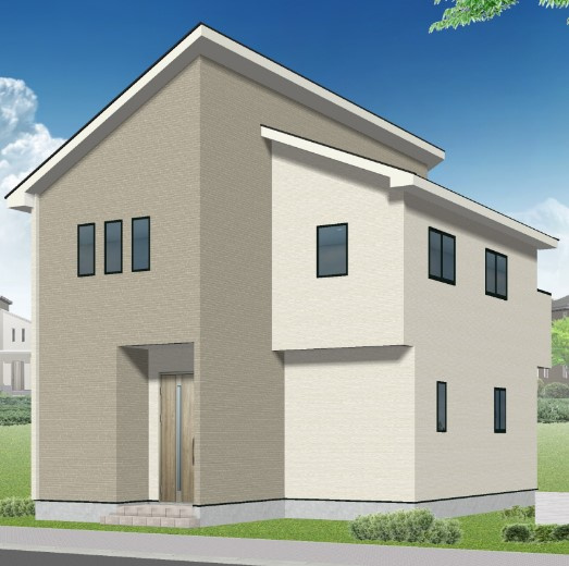 【新築戸建】【オール電化】　いわき市平下平窪6期の外観|2号棟外観パース　当社はお客様に末永く満足していただきたい思いから、ご購入後のアフターフォローにも力を入れております。何なりとご相談ください。 担当：梶田