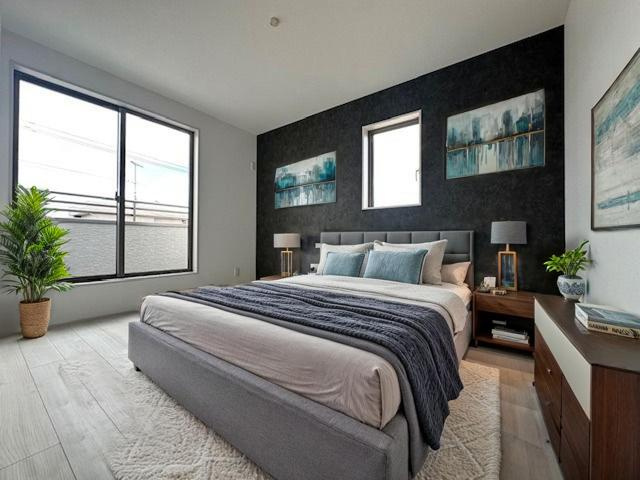 【新築戸建】　いわき市郷ケ丘5期の寝室|寝室に家具を配置したイメージ画像です。本画像はCGで作成しており、実際に現地に 家具は置かれておりません。また、価格に 家具は含まれておりません。