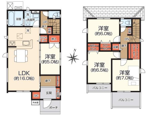 【新築戸建】　いわき市郷ケ丘5期の間取り|1号棟間取り図です。ご参照くださ2い。