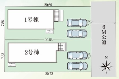【新築戸建】【オール電化】　いわき市小名浜林城の区画図|区画図です。ご参照ください。