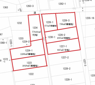 【区画図】 | 志布志市有明町野井倉　売り事務所(全7筆) | 土地図（全7筆）
