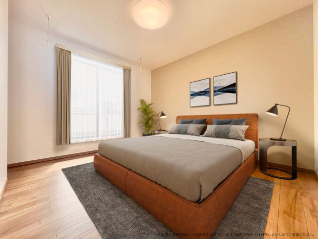 【寝室】 | 【主寝室　CG家具設置イメージ】
※画像に含まれる家具家電はCGで作成したイメージです。実際の物件には付帯しません。