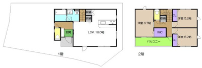 【土地図＋建物プラン例】 | 建築条件付き宅地　高知市石立町　1号地 | プランです