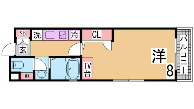 神戸市兵庫区上沢通１丁目の賃貸マンションの間取り