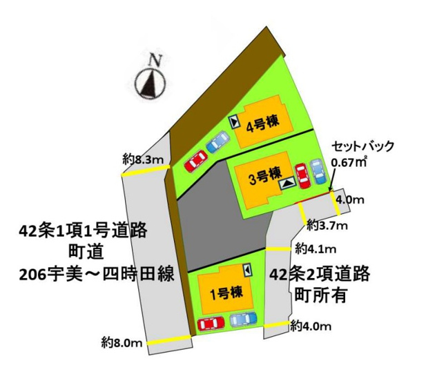 【区画図】 | 糟屋郡宇美町若草1丁目4期　4号棟（全4棟）【仲介手数料無料・0円】 | 区画図です。4号棟