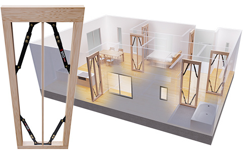 Hapikuru Town平松3丁目新築一戸建て│4LDK+並列駐車2台可の構造・工法・仕様|制震ダンパー「GVA2」採用。建物の強さで地震に持ちこたえる「耐震」と揺れを吸収して損傷を抑える「制震」を両立し、大切なお家を守ります。