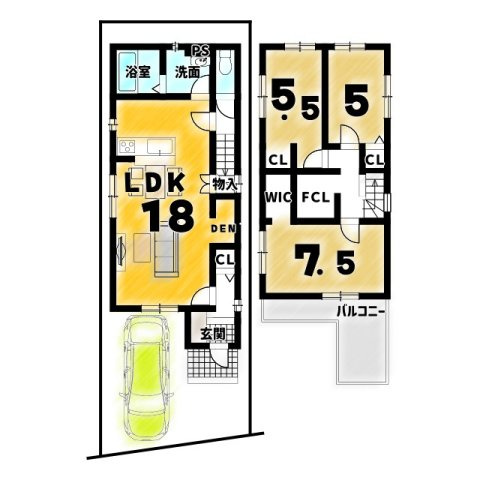 嵯峨野南浦町5期１０号地の間取り