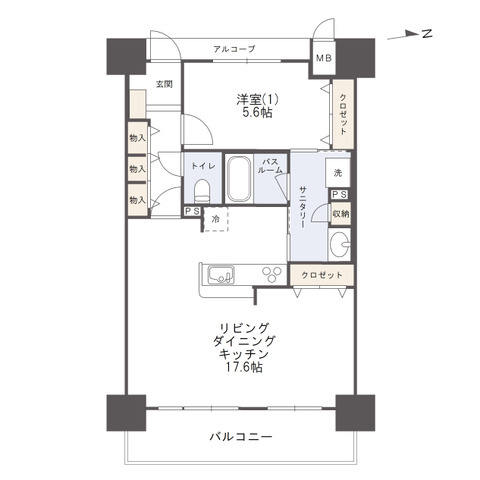 アルファライフ瓦町駅東の間取り