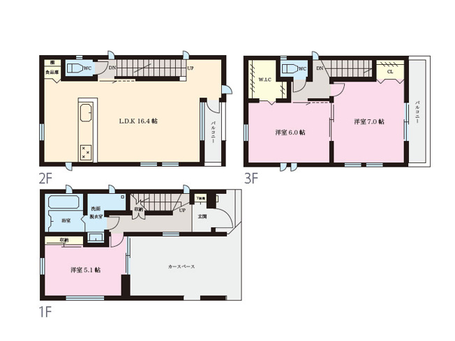 【間取り】 | 富士見市鶴馬3丁目　新築一戸建住宅　全1棟　(ふじみ野店) | プライバシー重視の2階リビングは家族みんなで寛ぐやすらぎ空間。