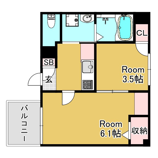 神戸市兵庫区鍛冶屋町１丁目の賃貸マンションの間取り