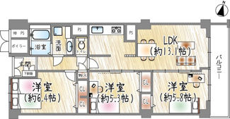 【間取り】 | カネボウ三ツ池台マンション