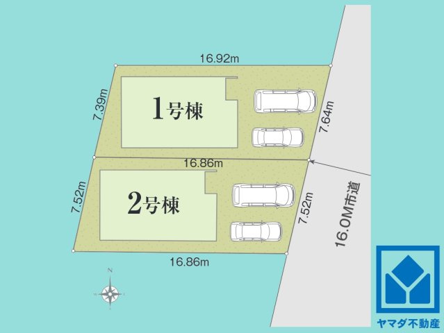 伏見区醍醐京道町　24-1期　2号棟の区画図