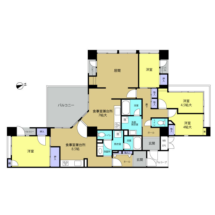 3LDK＋１DKの二世帯対応可能な間取りです！親御様を招いての暮らしなどをご検討されている方におすすめの物件です！
