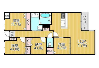 豊中市桜の町６丁目の賃貸マンションの間取り