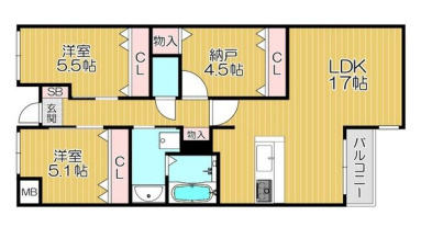 豊中市桜の町６丁目の賃貸マンションの間取り