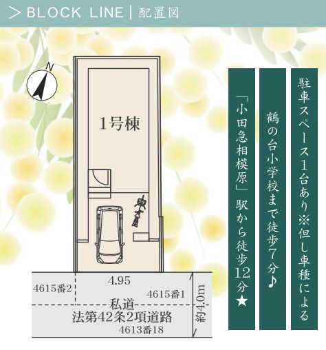 南区南台3丁目新築戸建て　23-2期1号棟の区画図|配置図「南区南台３丁目新築戸建て」