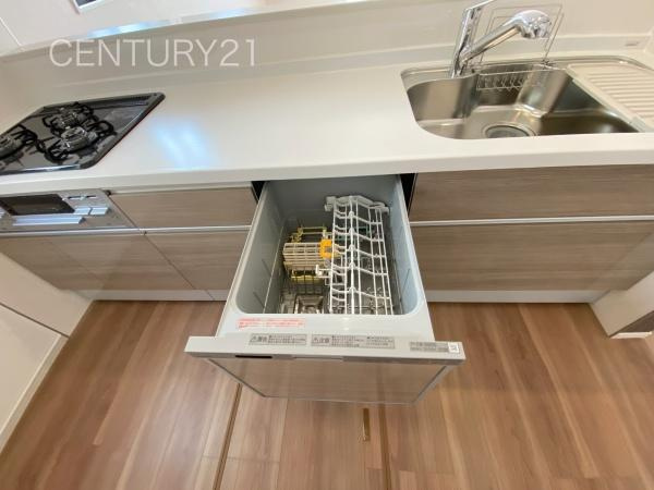 前橋市朝倉町２期２号棟のキッチン|食器洗い乾燥機付きです。