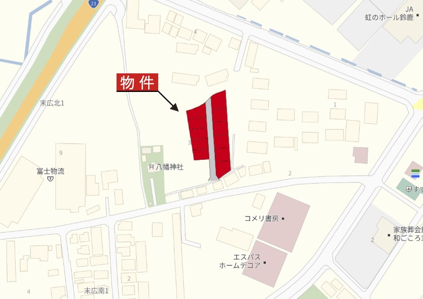 鈴鹿市末広北1丁目《全11区画》の地図|詳細Map