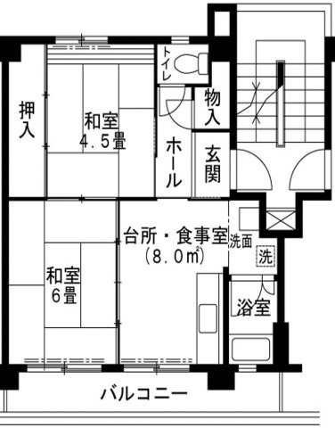上高丸２ＤＫの間取り