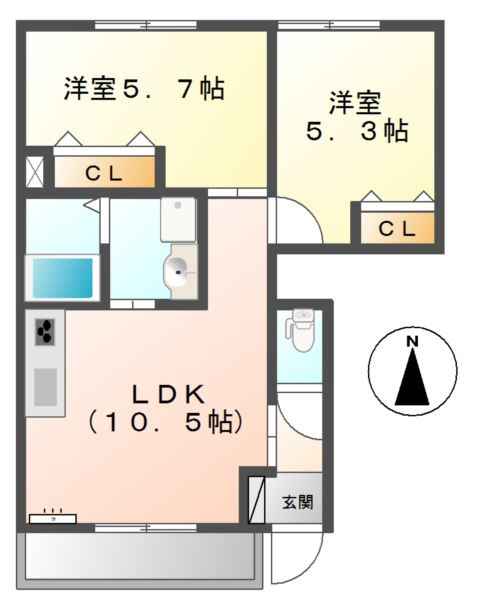 グラスフルールＡの間取り