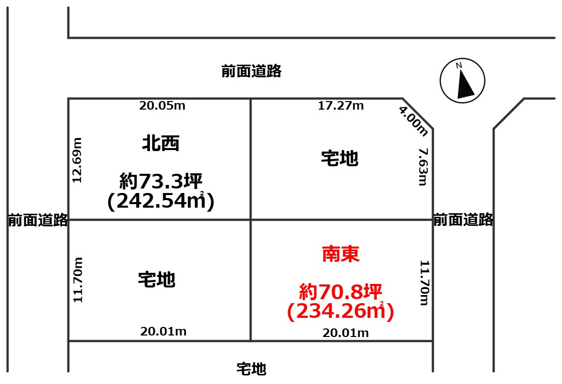 SUNタウン旭Ⅱ-4(南東)の土地図