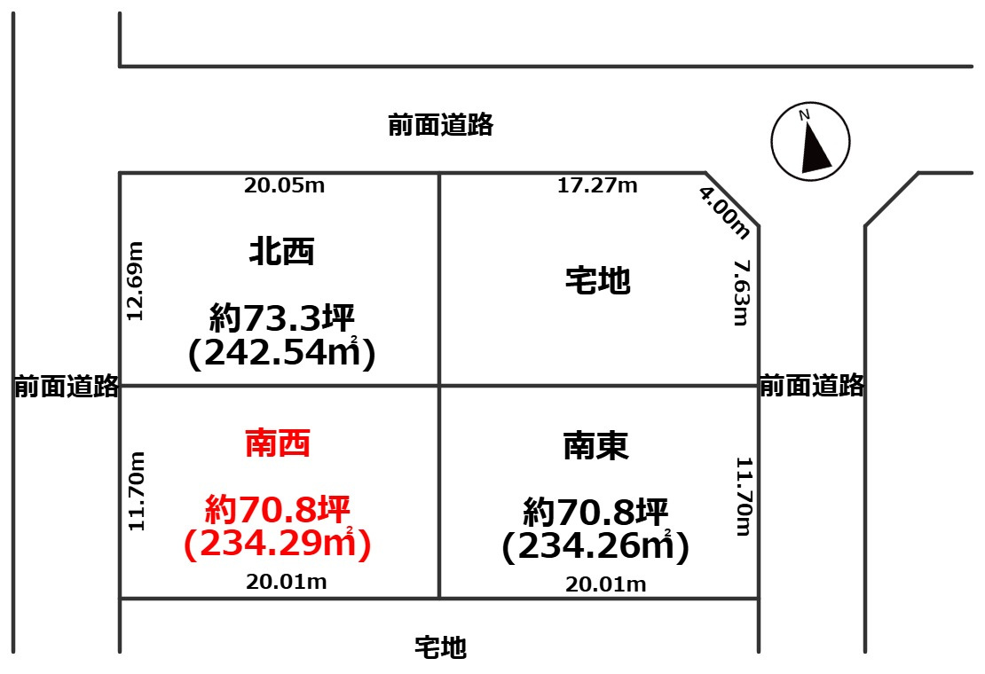 SUNタウン旭Ⅱ-4(南西)の土地図