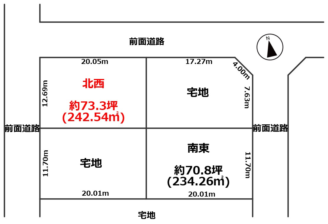 SUNタウン旭Ⅱ-4(北西)の土地図