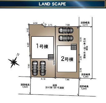 小野市育ヶ丘町第8　2号棟の区画図