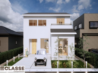 【外観パース】 | 宇治市広野町尖山　1区画　売土地　建築条件付き | 参考プランになりますので、お客様のお好みの外観を一緒に作らせていただきます。外壁には、メンテナンスが楽な光セラを採用しており、汚れがつきにくく、色あせもしにくいのでおススメです！