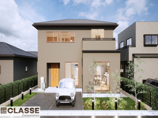 【外観パース】 | 宇治市広野町尖山　1区画　売土地　建築条件付き | 弊社は、気密測定器を保有しており、自社での気密測定を実現しております。気密処理をし、気密測定まで標準でさせていただいております。