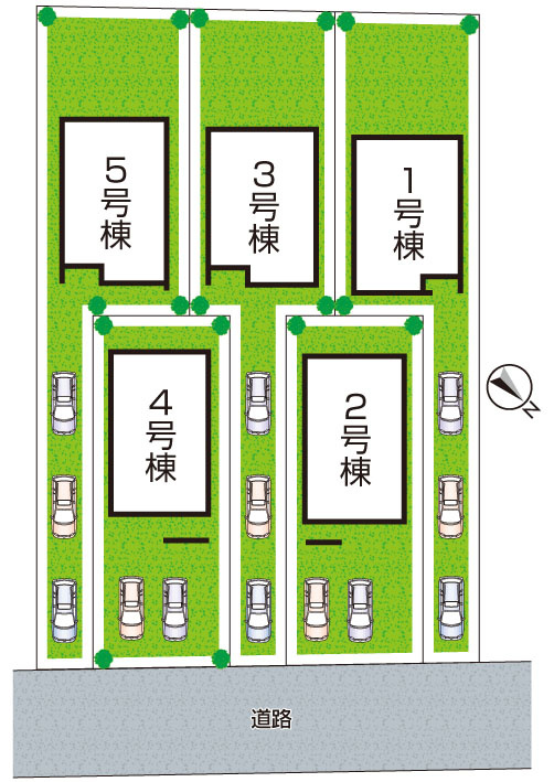 近江八幡市安土町常楽寺　第24-1期　新築一戸建ての区画図|全5区画