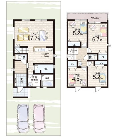 近江八幡市安土町常楽寺　第24-1期　新築一戸建ての間取り|2号地