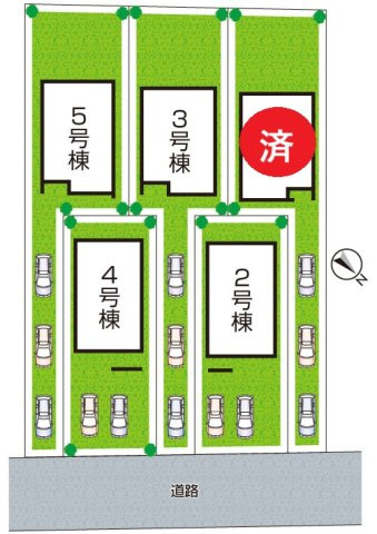 近江八幡市安土町常楽寺　第24-1期　新築一戸建ての区画図|全5区画