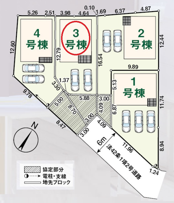 狭山市北入曽・全4棟　新築一戸建　3号棟　～広々49坪以上～の地図|車種にもよりますが、駐車並列2台可能です！