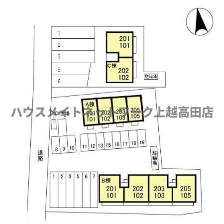 セジュールかきざき Ｂの区画図|配置図