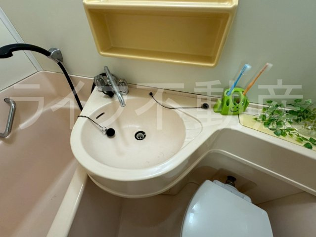 八戸ノ里グリーンハイツの洗面所|スペースが確保できる洗面所です