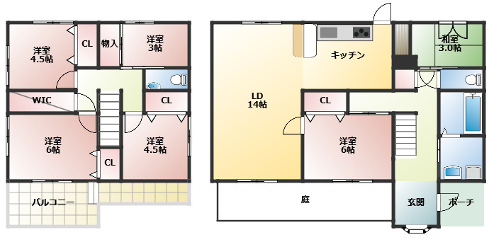 神屋町戸建貸家の間取り