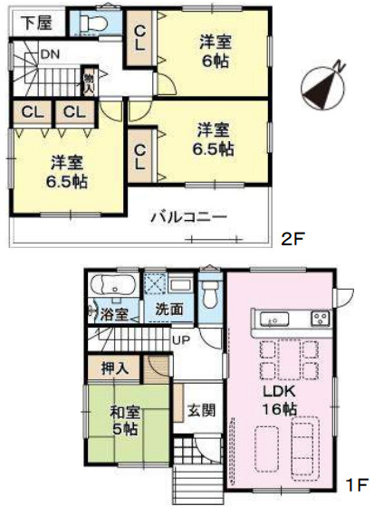 南東と南西の角地・お車並列２台・神陵台　全２棟 1号棟