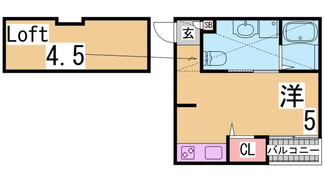 神戸市長田区長田天神町１丁目のアパートの間取り