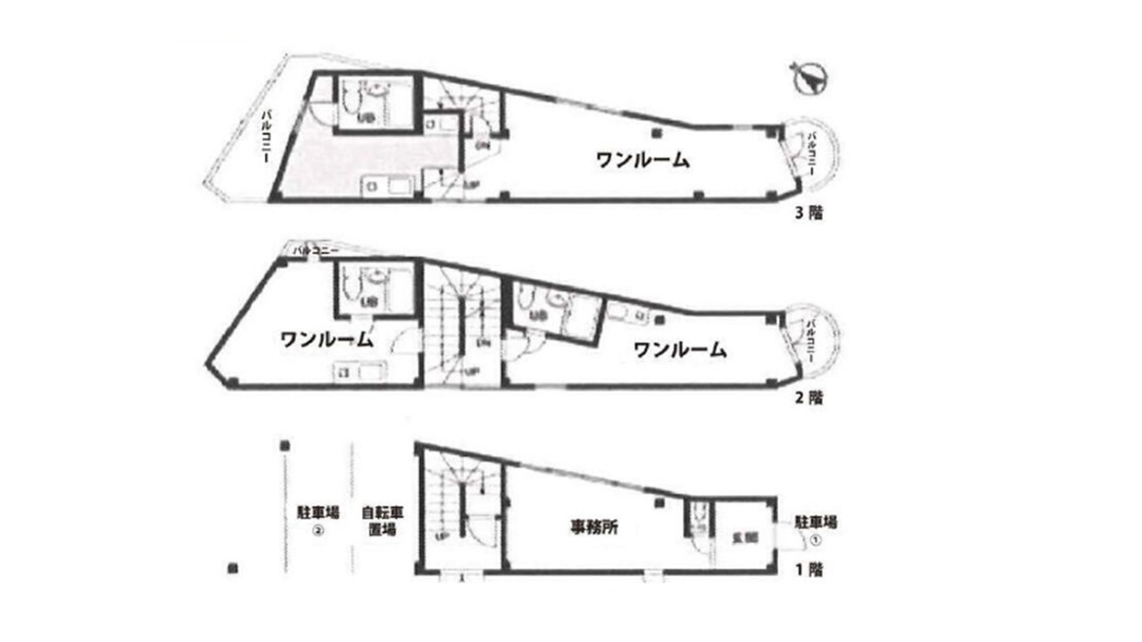 西宮市甲陽園西山町　事務所兼ワンルームマンションの間取り
