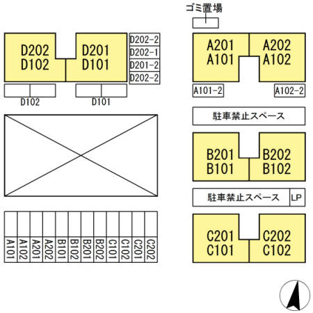 熊本市東区戸島３丁目のアパートの区画図