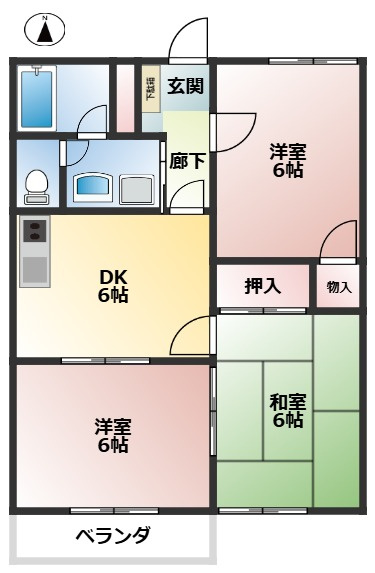 ハイツ恵那山B棟の間取り