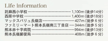 仲介手数料不要　リーブルガーデン東区長嶺西第二【託麻西小・西原中】の周辺