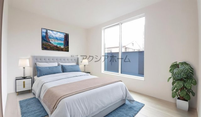 狭山市水野・全2棟　新築一戸建　2号棟　～駐車並列2台可～の寝室|2階 洋室6帖（南東向き）（家具はCG画像での表示になります）