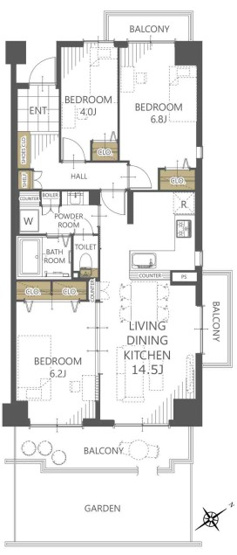 【間取り】 | 成増ハウス | プライベート感のある70㎡超の広々３LDK