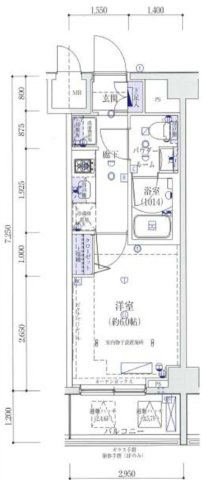 【間取り】 | イアース八王子 | 1Kは、キッチンと居室が分かれているため、生活空間にメリハリをつけられますね。料理の臭いが気になりにくく、来客時にもプライベート空間を確保しやすい点が魅力ですね。一人暮らしでも快適な生活を送れますよ。