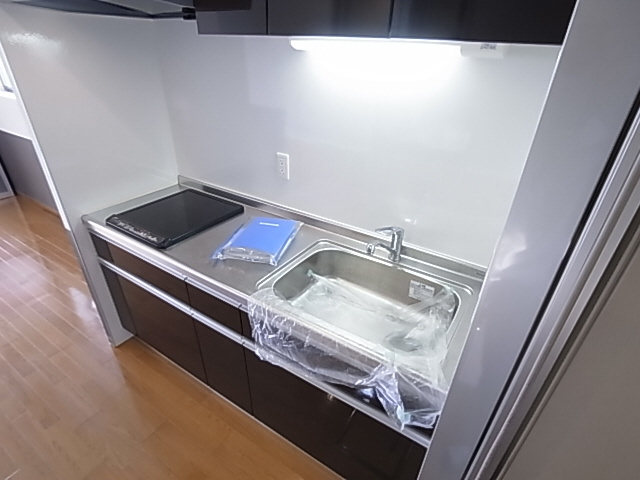 神戸市長田区松野通２丁目の賃貸マンションのキッチン|システムキッチン（ＩＨ２口）