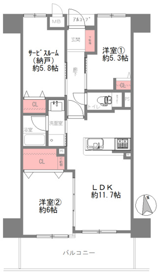 【間取り】 | ルナピエーナー阿波座