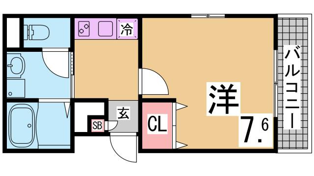 神戸市長田区大谷町３丁目の賃貸マンションの間取り